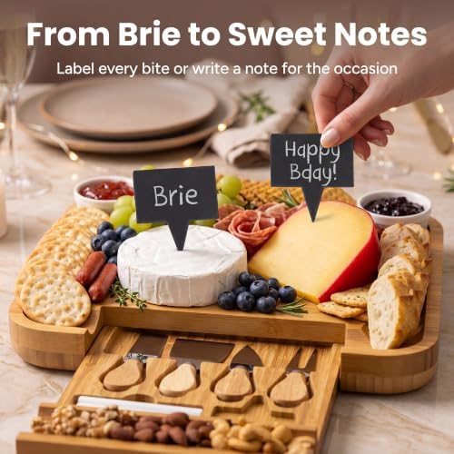 SMIRLY Charcuterie Board Set with Serving Accessories, Bamboo