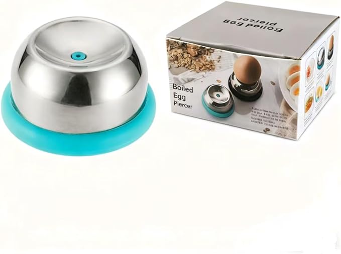 Stainless Steel Egg Piercer with Retractable Pin - Prevents Eggs From Cracking While Boiling, Makes Perfect Easy-Peel Hard Boiled Eggs Every Time, Kitchen Gadget Tool (Blue)