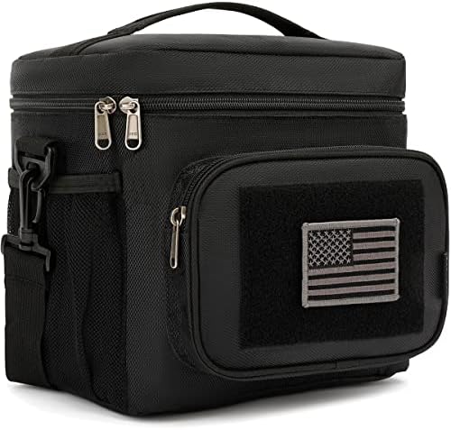 FlowFly Tactical Lunch Bag Large Insulated Lunch Box Cooler Tote for Men, Women with MOLLE/PALS Webbing (Black)