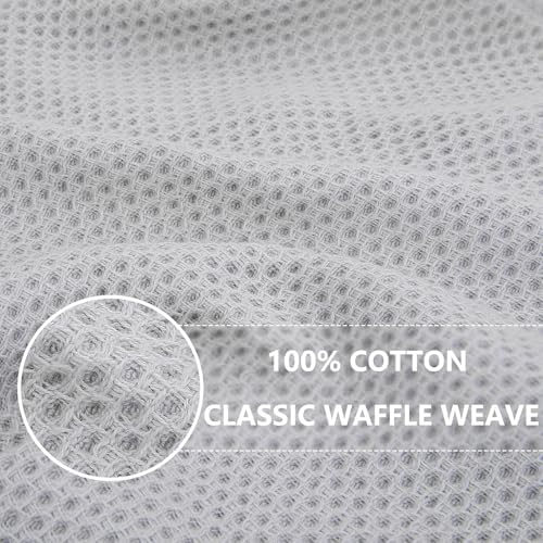Homaxy 100% Cotton Oversized Waffle Weave Kitchen Towels 4-Pack, Light Gray