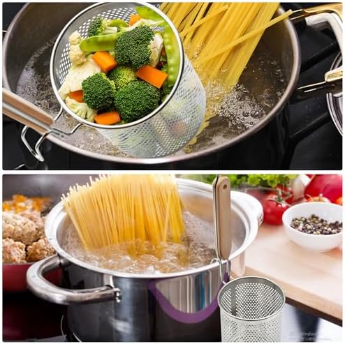 Stainless Steel Pasta Strainer, 2pcs Noodle Strainer Pasta Baskets