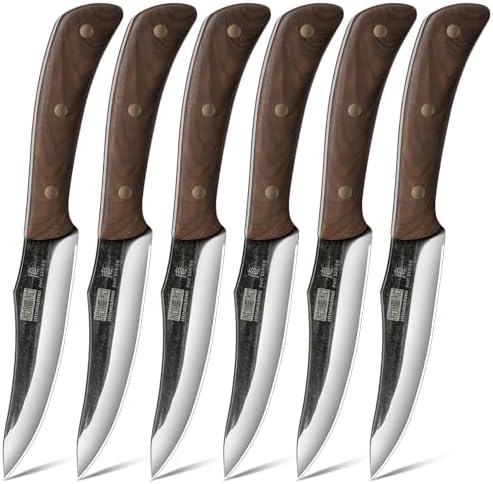 HOSHANHO Steak Knives Set of 6, Sharp 4.5" Non Serrated Steak Knife Set