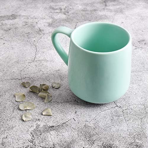 Bosmarlin Glossy Ceramic Coffee Mugs Set of 2, Tea Cup for Office and Home, 18 oz, Suitable for Dishwasher and Microwave(Mint Green, 2)