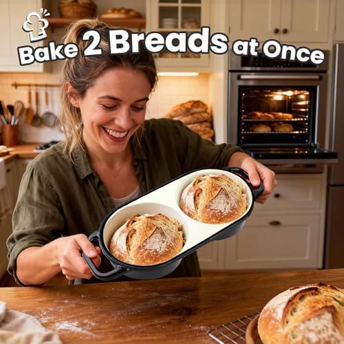 YONILL Mini Double Dutch Oven with Lid for Sourdough Bread Baking (Black)