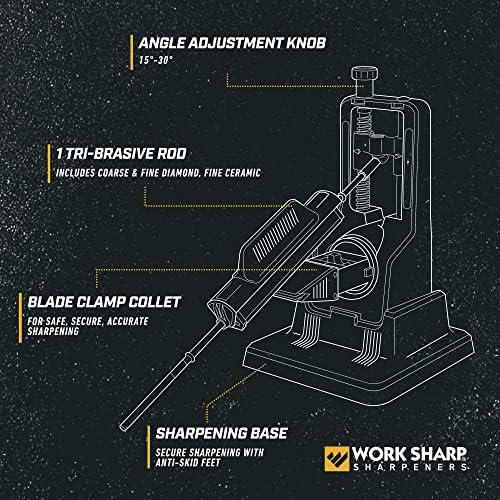 Work Sharp Precision Adjust Knife Sharpener Kit - Fixed Angle Sharpening System for Kitchen & Pocket Knives - Professional Guided Knife Sharpening Tool