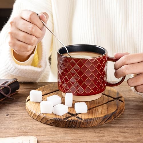 GBhome 15 OZ Stackable Coffee Mugs Set of 4, Ceramic Coffee Cups Set