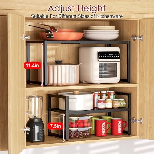 2 Pack Expandable Storage Shelves,100LBS Heavy Duty Metal Shelving Units
