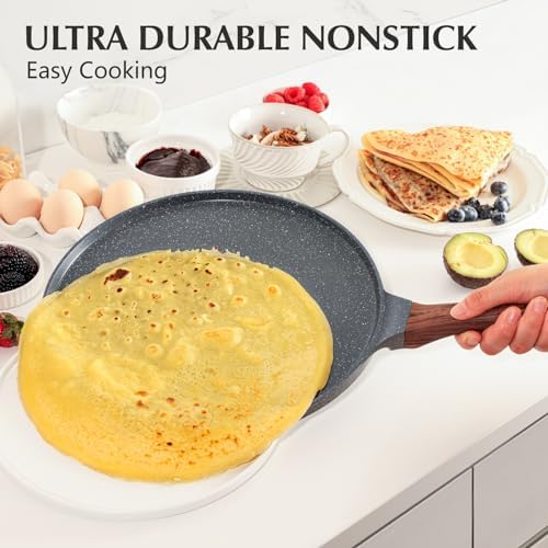 SENSARTE 10 Inch Nonstick Crepe Pan Granite Coating Pancake Pan Gray