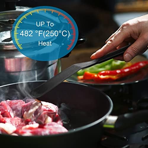 Zopeal 2 Pcs Narrow Silicone Crepe Spatula Long Non Stick,Black