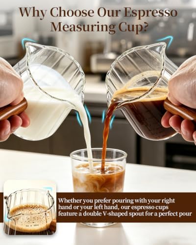 Espresso Cups 6 OZ, Dual Spout Espresso Shot Cups with Coffee Spoon