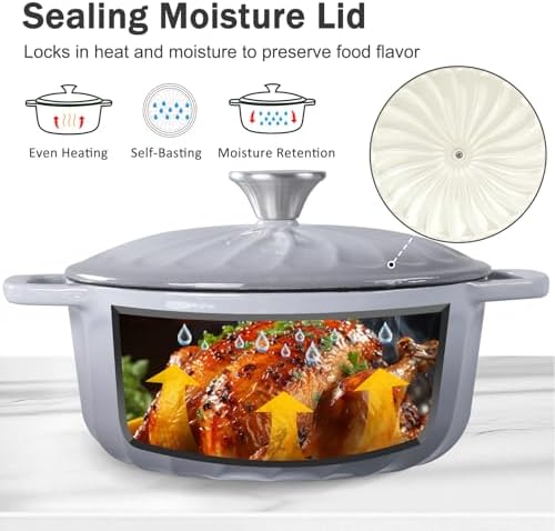 Enameled Cast Iron Dutch Oven Pot with Lid, 6 QT Large Dutch Oven