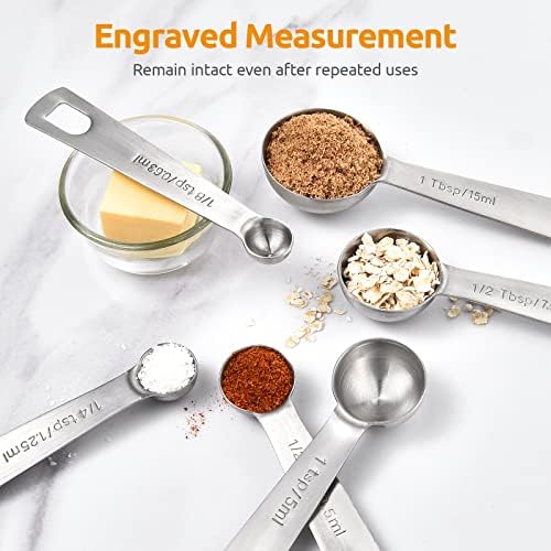U-Taste 18/8 Stainless Steel Measuring Spoons Set of 8, Teaspoon Tablespoon