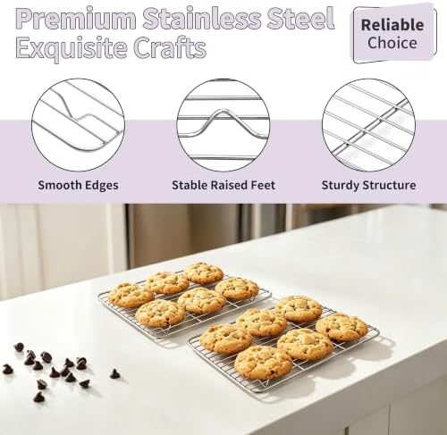 TeamFar Stainless Steel Toaster Oven Pan with Rack Set, 10.5"x 8"x 1"