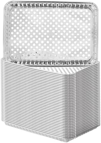 ABuff 20 Pack Disposable Aluminum Foil Grill Topper Pans with Holes, Perforated Grill Grate Liners Trays for Outdoor Grills, BBQ Grill Accessories for Outdoor Cooking and Camping, 16.2 x11.7 Inch