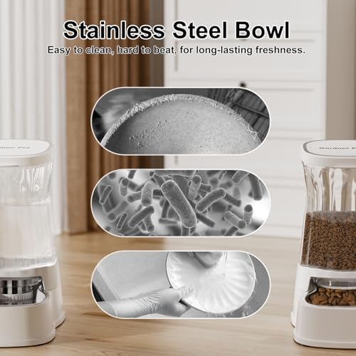 Automatic Dog Water Dispenser & Feeder Food Set, 304 Stainless Steel Bowls