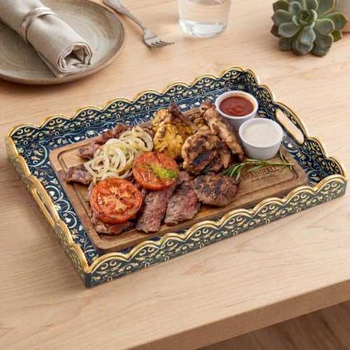 AGIOTA Coffee Table Trays for Living Room Serving Tray with Handles, Modern Large Tray for Ottoman Coffee Table