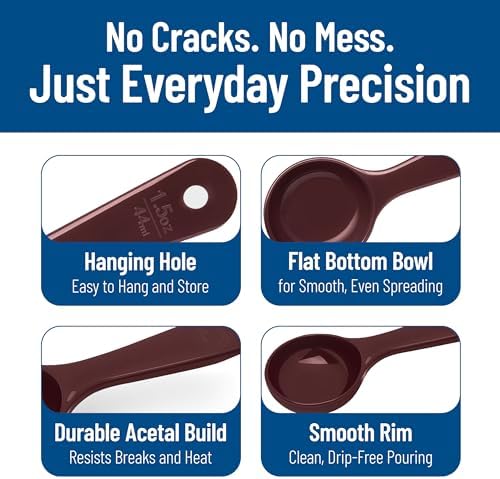Carlisle FoodService Products Measure Miser Solid Measuring Spoon with Short Handle, 1.5 Ounces, Brown - (Pack of 12)