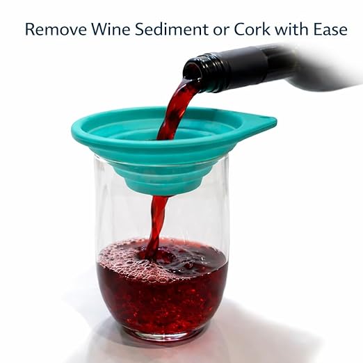 Collapsible Fine Mesh Strainer – Handy 4” Fold-Flat Silicone Funnel with Stainless Steel Filter for Loose Leaf Teas, Wine, Coffee Pour Over, Cocktail Making, Small Sieve, Kitchen, Camping & RV Life