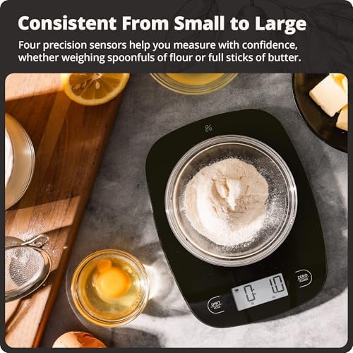 Greater Goods Food Scale, Slim & Compact Build, 1g Precision (Black Glass)
