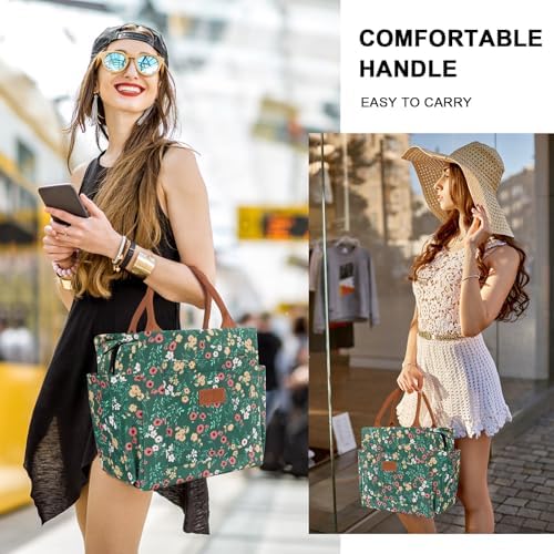 Joymee Lunch Bag Women Insulated With Bottle Holder -Corduroy Multi-Floral