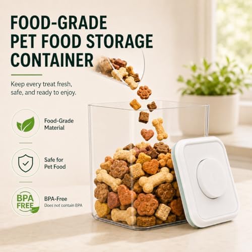 Pet Dog-Cat POP-Treat Airtight jar-Container - 1.3 Qt/1.2 L and 2.2 Qt/2 L | Stackable One-Touch Opening | For Snacks Candy Salt Herbs Spices | BPA-Free