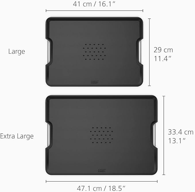 Joseph Joseph Cut&Carve Plus - Non-Slip, Multi-Function, Double-Sided Cutting Board for Food Preparation and Carving- Dishwasher Safe, Extra Large, Black