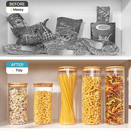 Vtopmart 70oz Glass Food Storage Jars with Airtight Bamboo Lids, 3 Pack