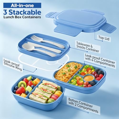 Bento Box Adult with Insulated Lunch Bag - 3 Stackable Leak-Proof Lunch Box