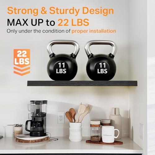 BAYKA Black Floating Shelves 22.5in, Set of 3, Wall Mounted for Wall Decor