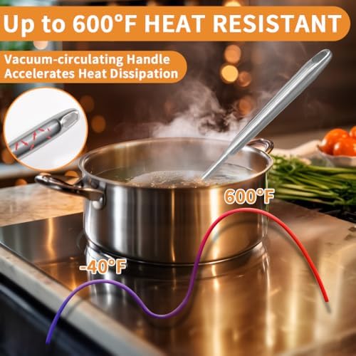 Deep Stainless Steel 13.7 Inches Newness Soup Ladle,[Rustproof, Heat Resistance, Integral Forming]Resilient 304 Stainless Steel Soup Spoon with Vacuum Ergonomic Round Handle, Cooking Spoon for Kitchen