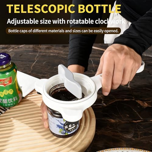 2026 New 4-In-1 Jar Opener, Adjustable Stainless Steel Jar Opener, Multifunctional Retractable Lid Remover for Seniors & Those with Limited Strength Works
