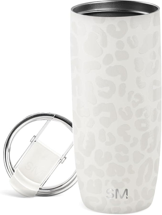 Simple Modern Voyager Tumbler with Flip Lid | Travel Coffee Mug | Insulated Stainless Steel Cold Brew Iced or Hot Coffee Cup | Gifts for Women Men Her Him | 20oz, Cream Leopard