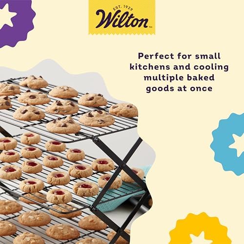 Wilton Gold Premium Non-Stick Warp-Resistant Bakeware, Made without PFAs, 3-tier Cooling Rack, Packaging May Vary