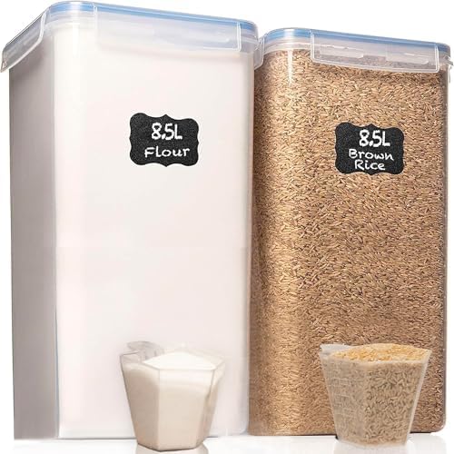2 PC (8.5L / 287 Oz) Extra Large Pantry Flour Sugar Storage Containers Set