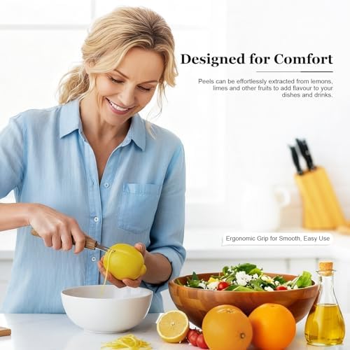 Channel Knife for Cocktails, Lemon Twist Tool and Citrus Peeler, Orange Peeler for Old Fashioned, Stainless Steel Bar Peeler with Walnut Handle for Home Bar Garnishes