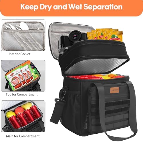 GLENKEY Expandable Lunch Box Insulated Tactical Cooler Bag Work Outdoor