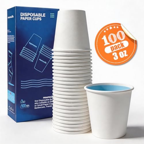 MOUMOULIFE Disposable Paper Coffee Cups 3 oz 100 Count, Bathroom Mouthwash Cups, Leak-Proof Small Paper Cups for Bathroom & Espresso