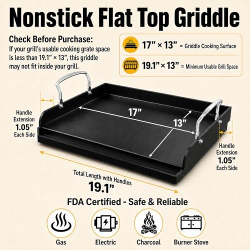 Cast Iron Griddle for Gas Grill Griddle 17 x 13 Inch Flat Top
