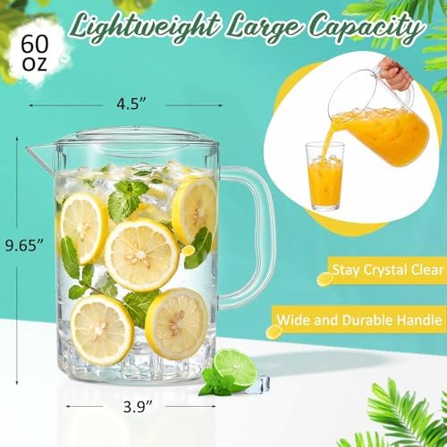 Tessco 12 Pcs Plastic Pitchers 60 Oz Clear Water Beer Jug Large,Fashion