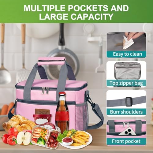 iknoe Insulated Lunch Bag, Foldable 8.5L Cooler Bag for Men & Women, Lunch Box