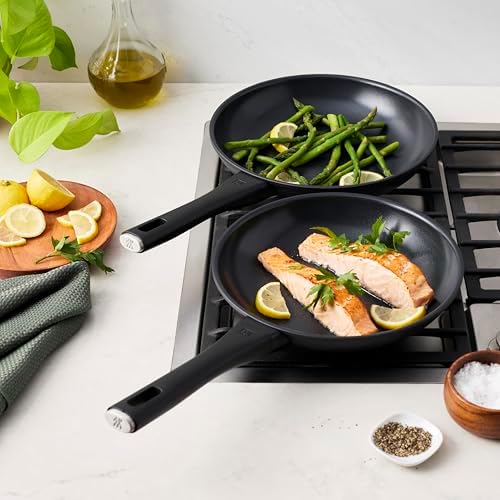 ZWILLING Madura Plus Ceramic 2-pc Fry Pan, Titanium-Reinforced Ceramic Nonstick Frying Pan, Aluminum Skillet, Dishwasher Safe Cookware, Matte Black