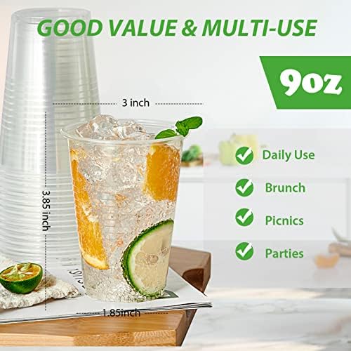 Lilymicky 500 Pack 9 oz Disposable Plastic Cups, 9 oz Clear Plastic Cups