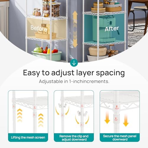 SINGAYE 5 Metal Shelves Wire Shelving Storage Shelf Adjustable Unit Pantry