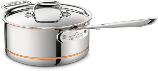 All-Clad Copper Core 5-Ply Stainless Steel Sauce Pan 3 Quart Induction Oven Broiler Safe 600F Pots and Pans, Cookware Silver