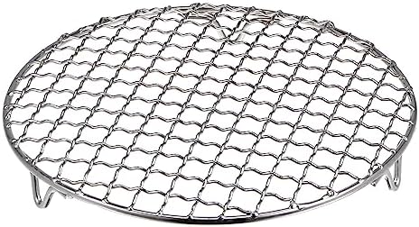 HARFINGTON Round Cooking Rack 7.5-inch 201 Stainless Steel Cross Wire Barbecue Grill Net with 20mm Legs for Cooking Baking Steaming BBQ