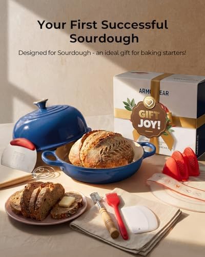 5QT Enameled Cast Iron Sourdough Bread Oven & Starter Kit, Blue