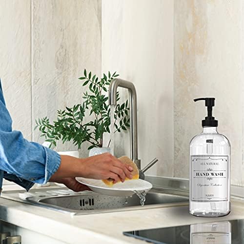 Sunrise Premium Clear Glass Soap Dispenser with Pump, 2 Pack