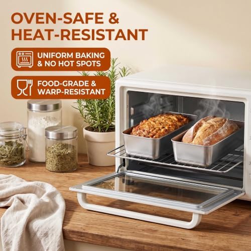 Homikit Stainless Steel Loaf Pans, 12x5 Inches Large Bread Pan Set