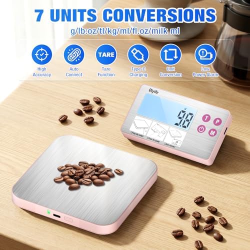 33lb Rechargeable Kitchen Scale, Diyife 304 Stainless Steel Food Scale