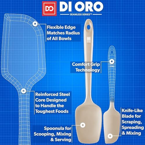 DI ORO Silicone Spatula Set - 600F Heat Resistant, 3-Pc Clay